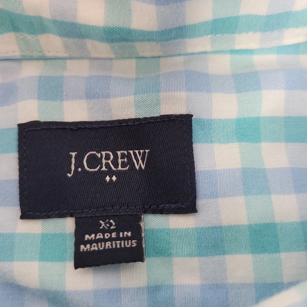 J. Crew Shirt Mens‎ XL Green Blue Gingham Plaid Thompson Long Sleeve